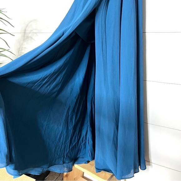 Fame And Partners Cut Out Pleated Teal Maxi Dress - Picture 7 of 14